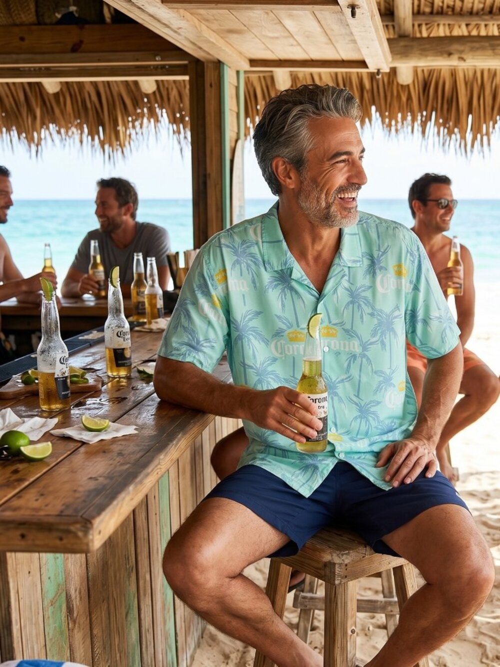 Corona Relaxed Fit Tropical Resort Hawaiian Camp Shirt NEW!